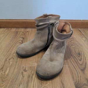 Birkenstock Womens Sarnia Slouchy Zip Ankle Booties Size EU 36/US 5 Brown Suede